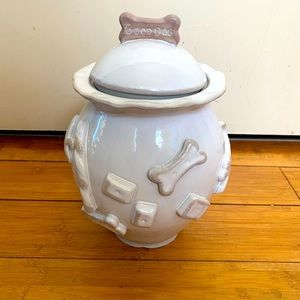 Carmel Ceramica Dog Treat Jar - French White